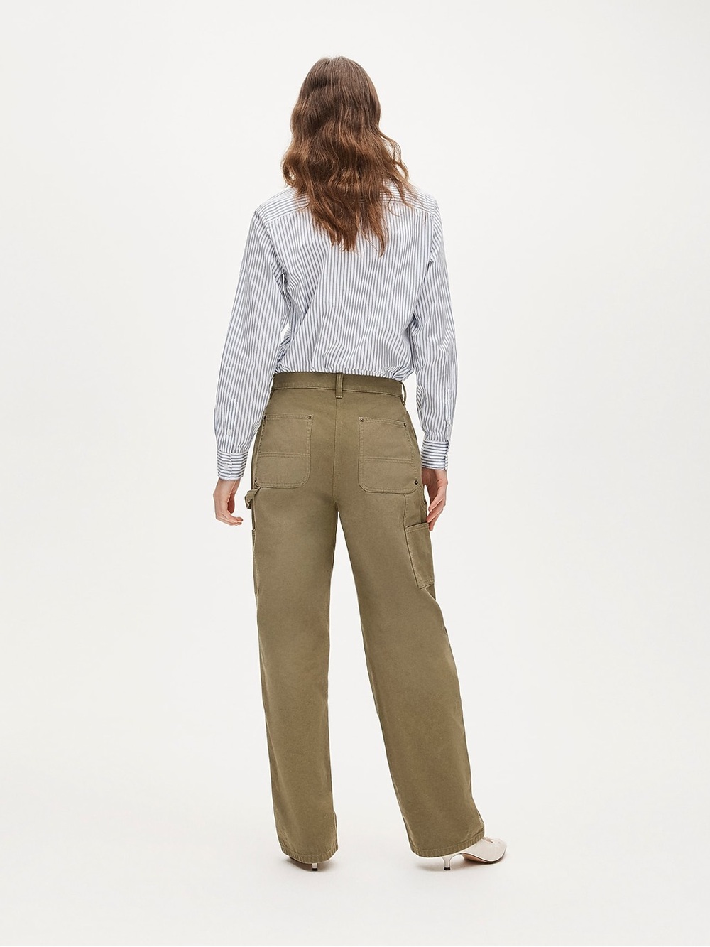 J Crew Carpenter Painter Canvas Pants Womens 28 tan High Rise Wide Baggy Cotton - Picture 3 of 16